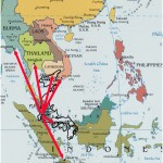 ASEANに日本地図を重ねたもの。緯度が違うので縮尺は正確ではありません。